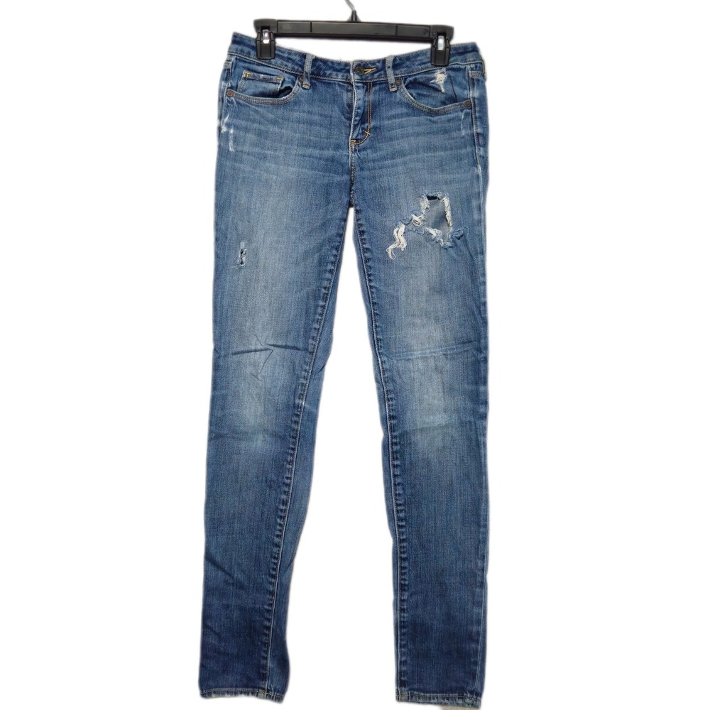 Abercrombie & Fitch Super Skinny Women 2L Blue Distressed Low Rise Stretch Denim